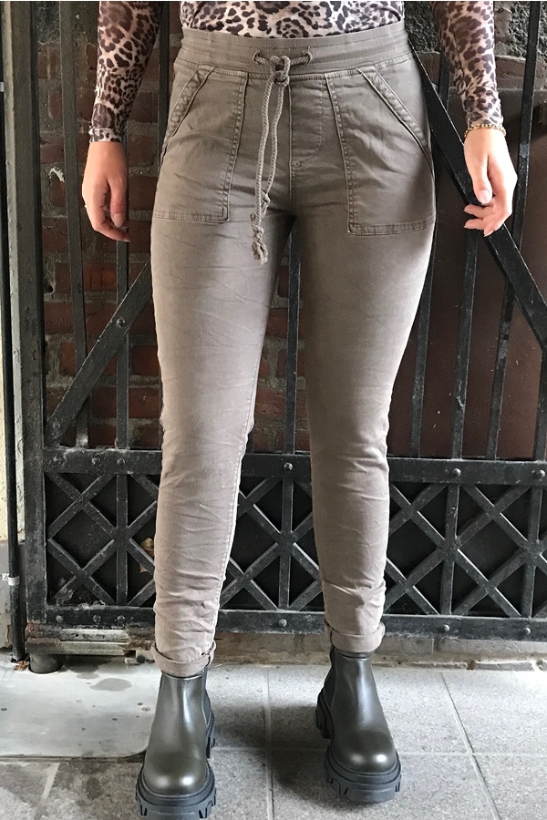 Piro jeans bukser lys brune med store lommer Pb681A Marrone