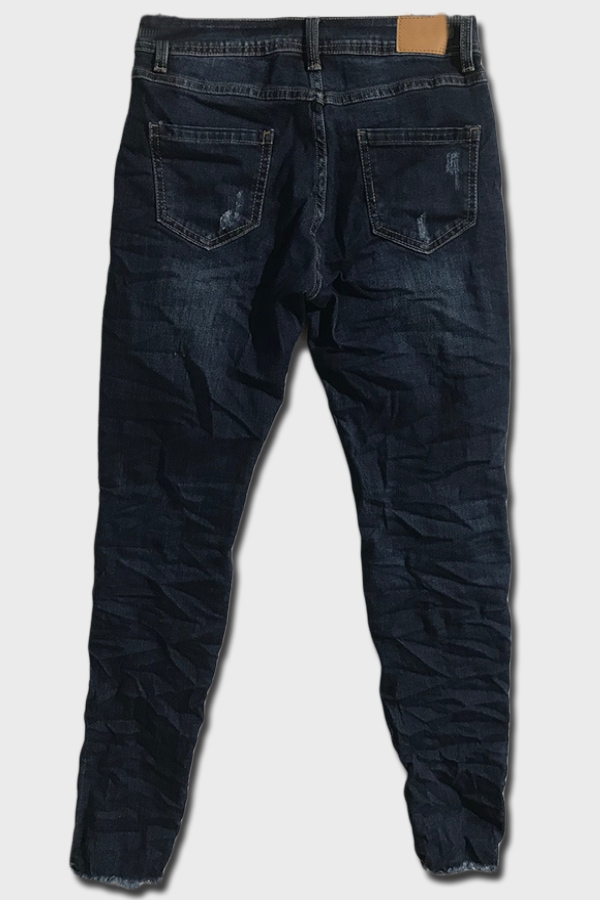 Piro mørk blå jeans med slid og rå buksekant PB3902