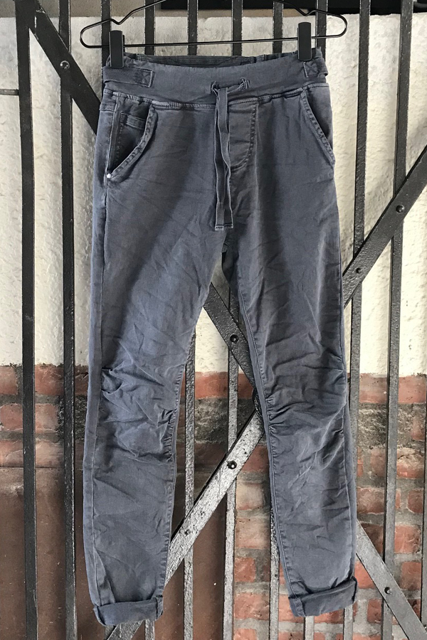 Piro grå jeans med elastik og spænder i taljen PB512A