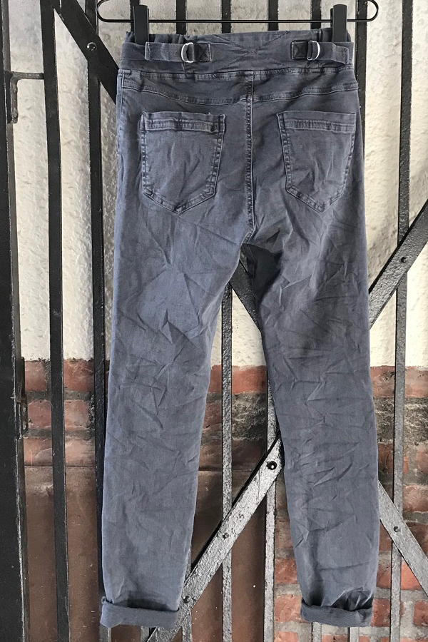Piro grå jeans med elastik og spænder i taljen PB512A