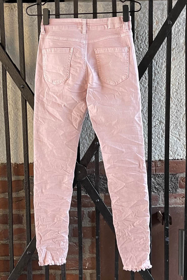 PIRO rosa jeans buks med rå buksekant PO1225-4