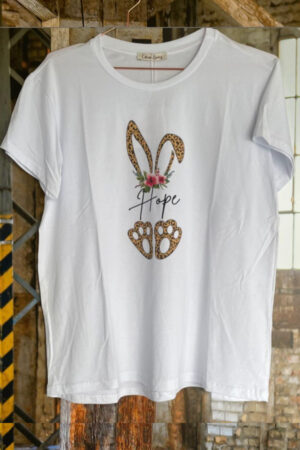 Cabana Living Leo Hope tee White. Hvid T-shirt med kanin print