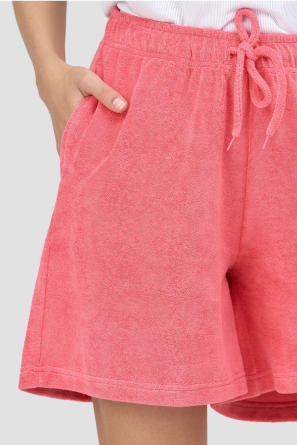 Cotton Candy pink frotté shorts Zorya med lommer
