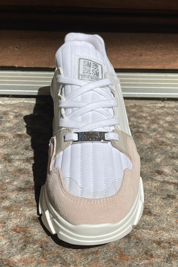 Steve Madden Poppy sneakers i hvid og rosa med snørebånd