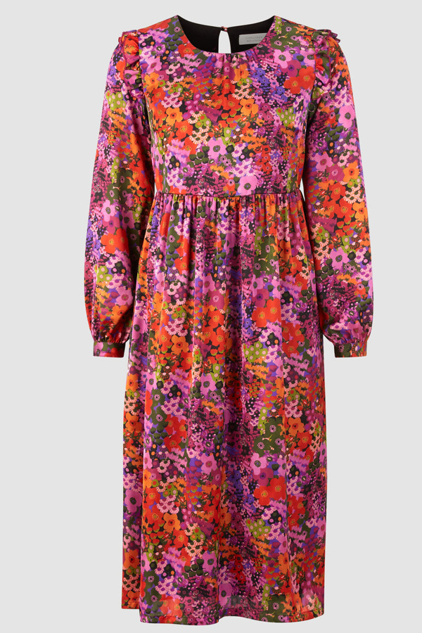 Rich&Royal blomstret kjole i blomme lilla nuancer og fint blomsterprint