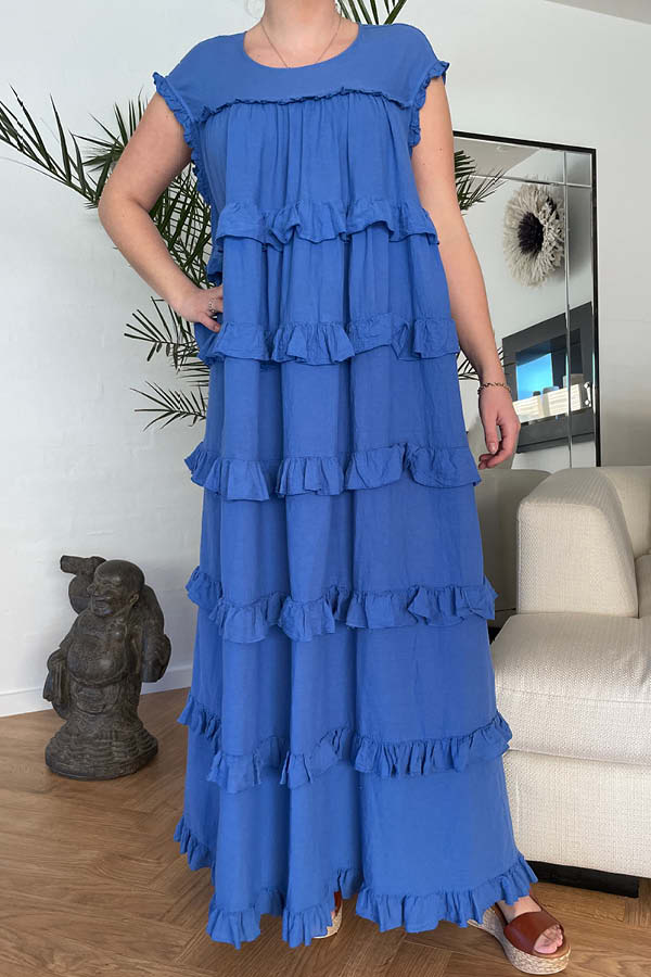 påske Bermad Tag fat Blå Devotion lang kjole uden ærmer | SPAR -70%