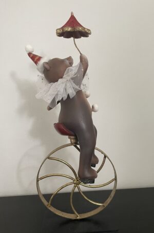 Cirkus bjørn på ethjulet cykel H: 38 cm